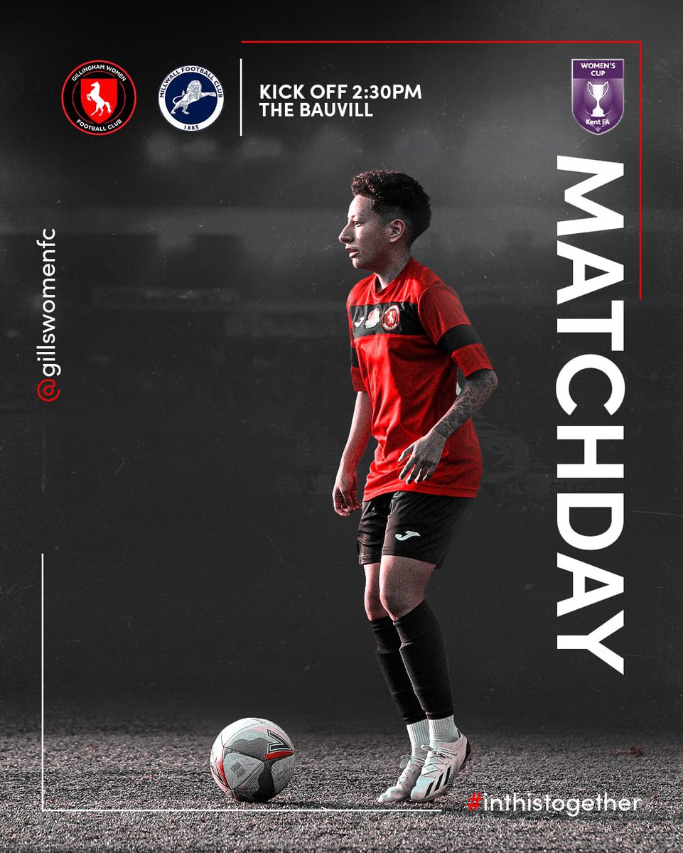 𝑴𝑨𝑻𝑪𝑯𝑫𝑨𝒀 

📅 Sun 15th January 23
⏱️ 14:30 KO
🆚 @millwall_lfc 
🏟️ Bauvill Stadium, ME4 6LR
⚽ Kent Cup Semi-Final
🎟️ Adults £5, Under 18's Free
<a href="/ChathamTownFC/">Chatham Town</a> Season Ticket FREE entry 
<a href="/TheGillsFC/">Gillingham FC</a> Season Ticket 1/2 PRICE entry

#InthisTogether| 🔴⚫️