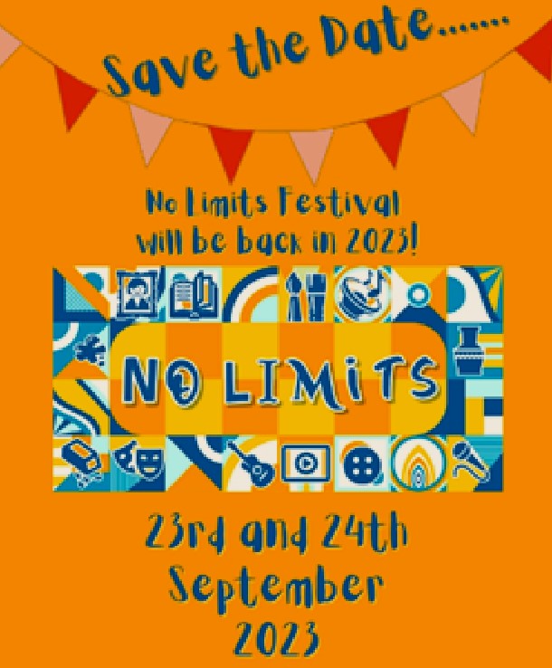 Wednesday January 18th 4PM
Really looking forward to getting things underway for <a href="/NoLimitsFest_/">No Limits Festival</a> 2023 with our first meeting this week.
A community event for creatives and all welcome.
Schools, groups, individuals. Musicians, authors, artists, illustrators - just get in touch