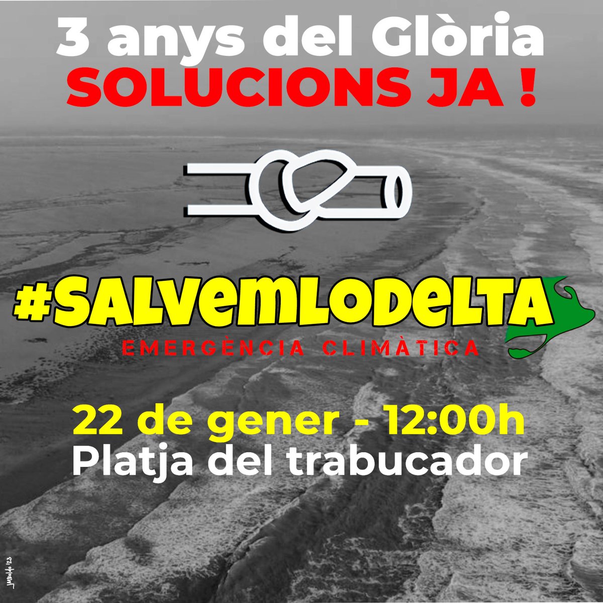 Al Delta de l'Ebre. 3 anys del Glòria. Reserva't el diumenge 22 de gener. Concentració a la platja del trabucador. @_seo_ebre_ @ecologistas @WWFespana @GreenpeaceCAT @AmigosTierraEsp @gepecedc @Ipcena_EdC #aragon #Ebro #Delta