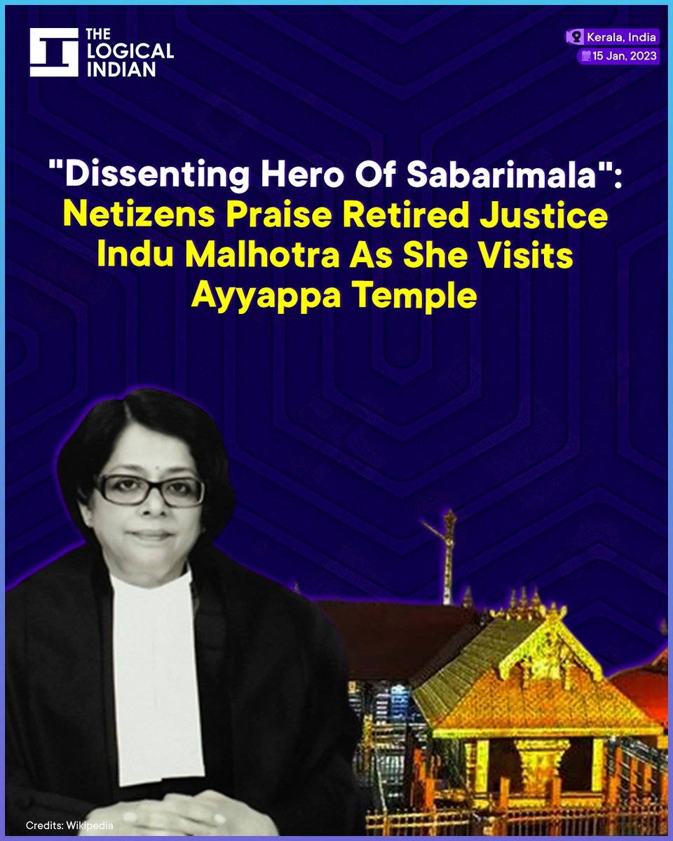 LogicalIndians's tweet image. Former judge of the Supreme Court and the lone dissenter in the Sabarimala case, Justice Indu Malhotra, visited the temple on Friday (January 13) night and offered prayers at the site.

#SupremeCourtJudge  #Sabarimala  #ayyappatemple