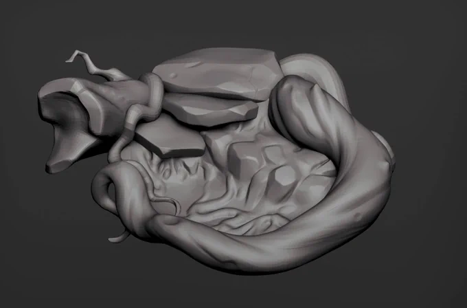 I also did a rough base on which she will be standing on 
