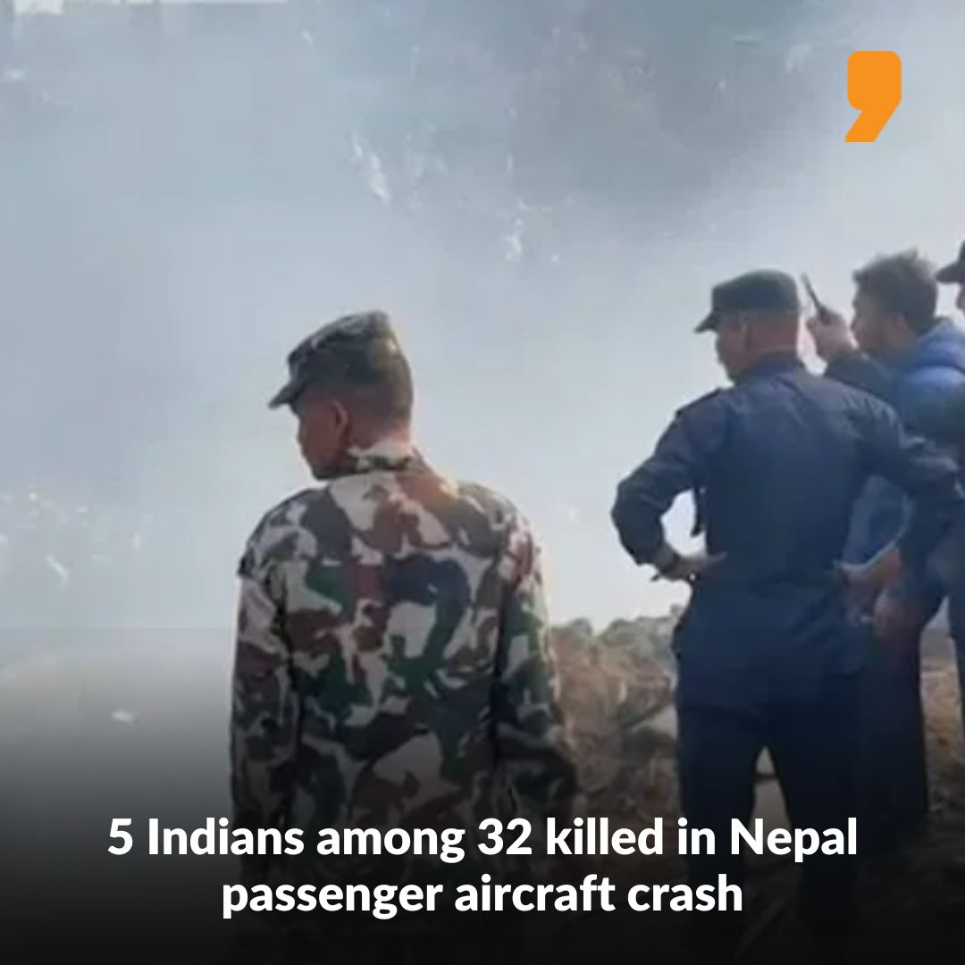 News9Tweets's tweet photo. 5 Indians among 32 were killed after a 72-seater passenger aircraft crashed near the #PokharaInternationalAirport in #Nepal

#NepalPlaneCrash #5Indians #Indians #NepalAircraftCrash #PokharaAirport #pokharaplanecrash #Nepalcrash #nepalaircrash https://t.co/C1VmEtW8Jt