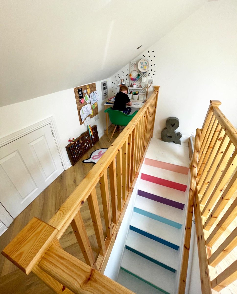 designbykinship's tweet photo. Happy 3rd birthday to our rainbow stairs 🌈 A little thing that brings me daily joy ♥️ #rainbowstairs https://t.co/N3LZRa5StU