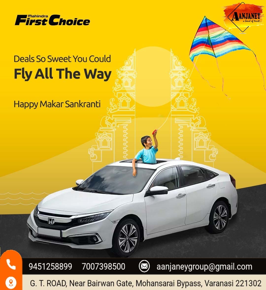 Wishing you a very Happy Makar Sankranti. May the joyous festival give wings to your dreams 🪁

#HappyMakarSankranti2023 #HappyMakarSankranti
#Aanjaneygroup #Varanasi #Usedcardealership #CertifiedUsedCars