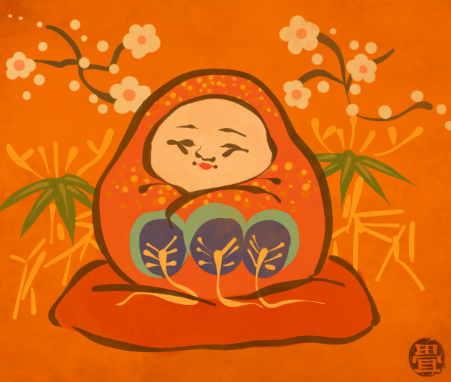 「だるま妖怪② 」|花日和 畳のイラスト