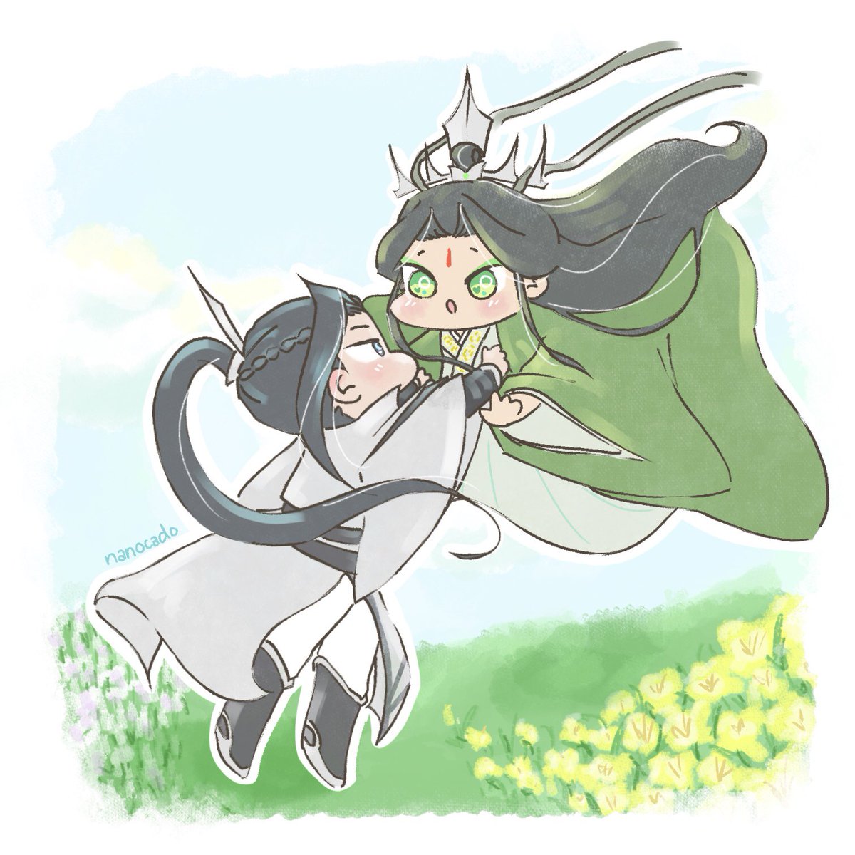 Ta daaa~ Let’s hope LQG catches his cute shixiong! (I don’t usually make a bg for my drawings but the well scene from the last ep of Inuyasha was stuck in my head >.<) #svsss #liushen