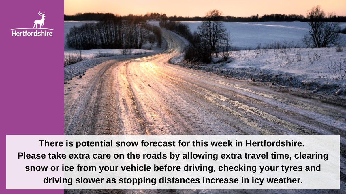 Herts_Highways's tweet photo. Potential snow forecast for early this week across #Herts. Please drive to the conditions #Grittertwitter #drivetotheconditions https://t.co/u2JB1p3EuM