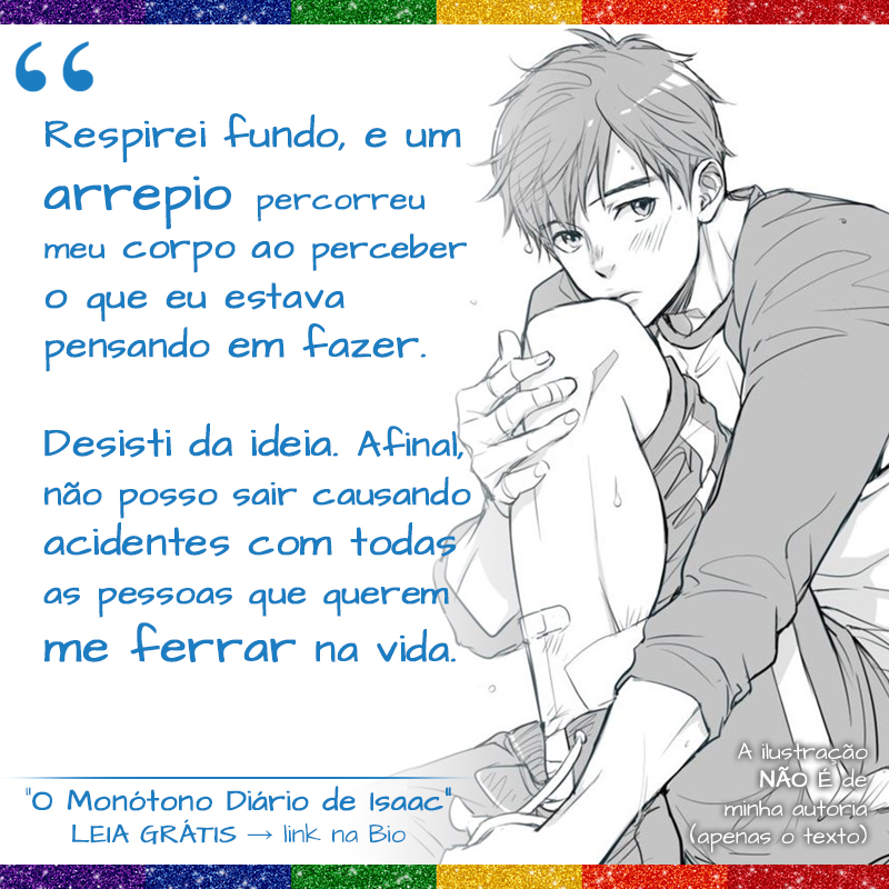 LyanKLevian's tweet photo. 💜 O MONÓTONO DIÁRIO DE ISAAC é um romance entre garotos! Você pode LER DE GRAÇA. Acesse o link na Bio 😍

#livroBL #BoysLove #livrolgbt #YaoiBrasil #livrogratis #wattpadbrasil https://t.co/zBHvuNAVDA
