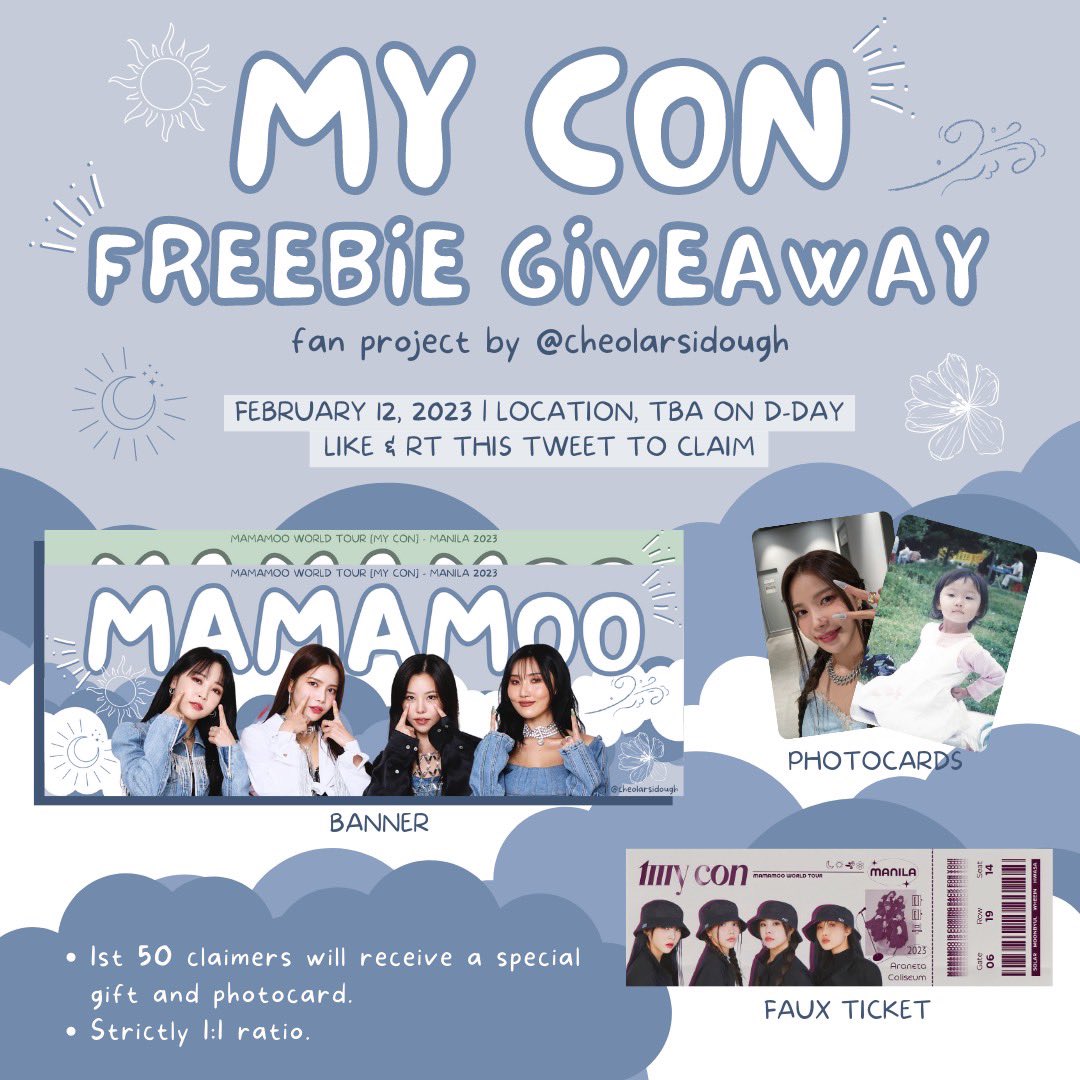 cheolarsidough's tweet photo. ❖ MAMAMOO MY CON IN MANILA GIVEAWAY ❖

I will be giving out these freebie sets on concert day! See photos below on how to claim it 💚 See you moomoos! 

📌 Limited sets only 

#MYCONinMNL #MAMAMOOinPH https://t.co/4PcchaIKMp