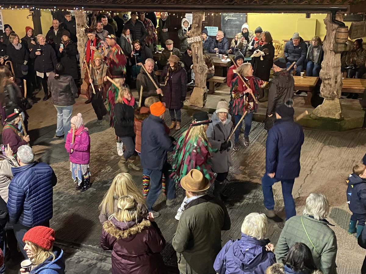 BereCiderCo's tweet photo. Thank you to everyone who braved the weather and attended our Wassail.  A massive thank you to Dr Turberville's Morris, Mike Highfield, Gerard Tucker and The Somerset Paddies. We look forward to seeing you all next year. https://t.co/eBSgnM6HFk