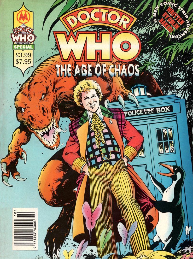 superfuturetro's tweet image. Doctor Who: The Age of Chaos, cover by Alan Davis (1994), Marvel Comics UK Ltd. (London).

#comics #comicart #retro #1990s #doctorwho #marvel #marvelcomics #coverart #dinosaur #penguin #uk #britain #british