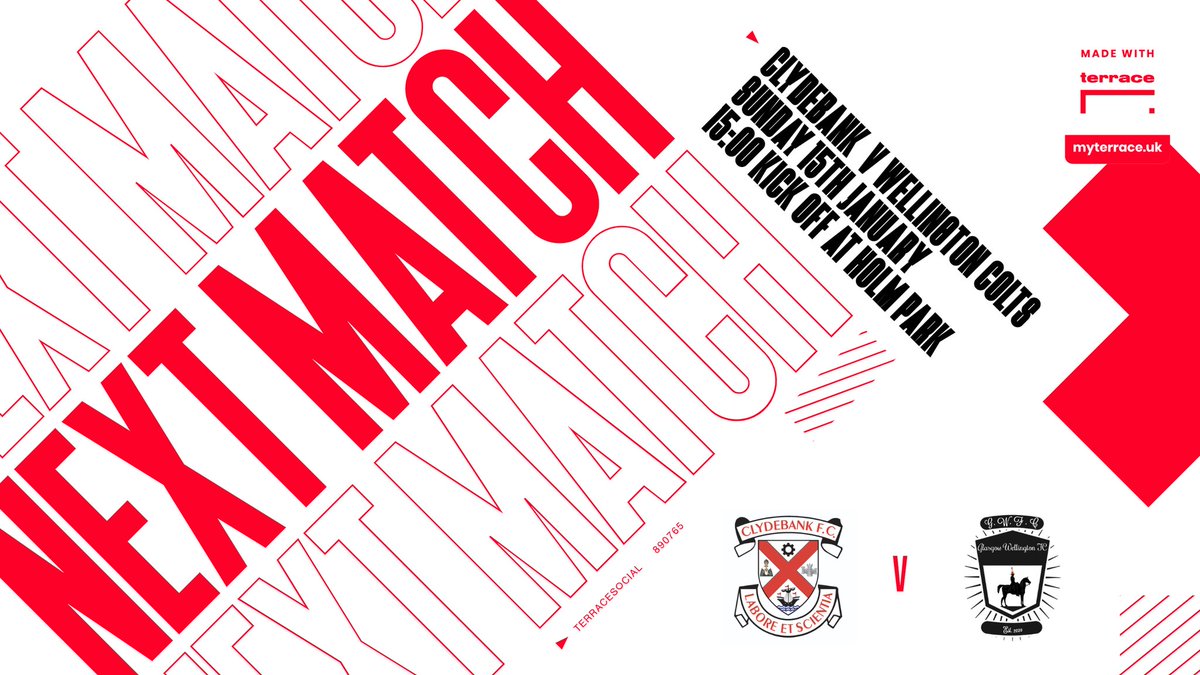 We are finally back home after 6 weeks and we're looking forward to it, we will keep the legs ticking over with a friendly against a well run side in Glasgow Wellington Colts.

3pm kick off at Holm Park today. 

🔴⚪⚫