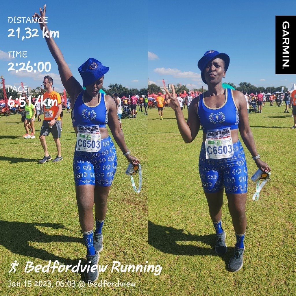 Dischem ½ Marathon. Plan was just to finish since I did not run for 2 weeks.

#FetchYourBody2022
#RunningWithTumiSole