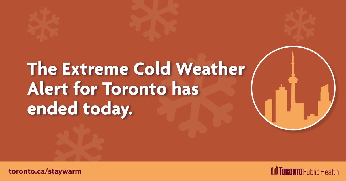 TOPublicHealth's tweet photo. Good morning TO; the #ExtremeColdWeatherAlert for our city has ended. https://t.co/YKPoUI5mZF