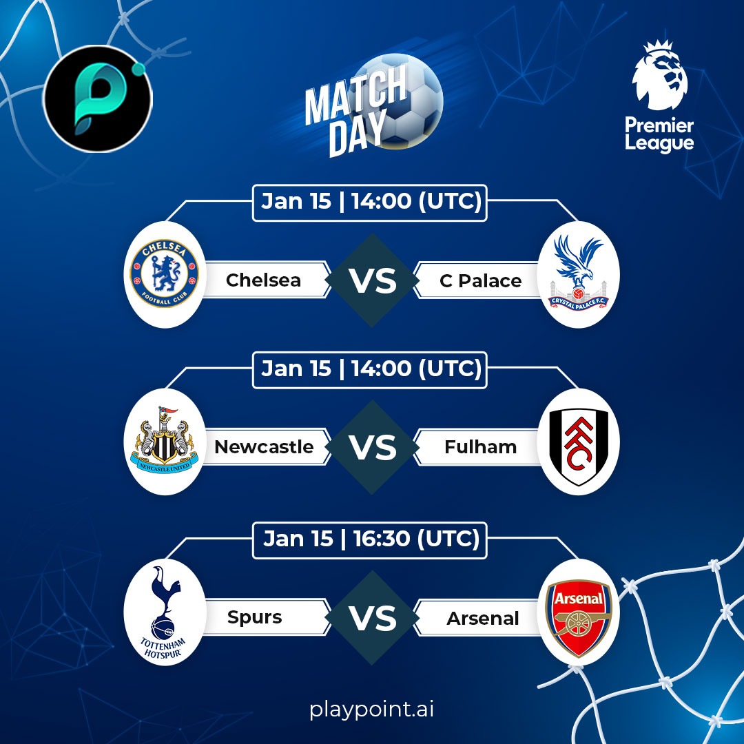 Who will be kicking off today's match? 🍿 

#Chelsea 🆚 #Cplace
#Newcastle🆚 #fulham
#Spurs  🆚 #Arenal

Login playpoint.ai &amp; answer the questionnaires.

#Arbitrum #Playpoint #PlayToEarn #blockchain #BTC   #Binance   #PremierLeague