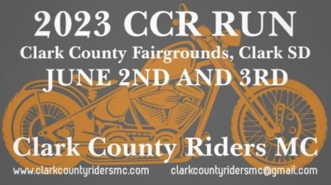 Biker_Rallies's tweet photo. 41st annual Clark County Run June 2-3 at Clark County Fairgrounds in Clark, SD. Live music, a poker run, food, vendors, and more. #motorcyclerally #bikerrally #biker #bikerrun #bikerlife #Motorcyclist #moto #motorcycle #southdakota #harleydavidson #indianmotorcycle https://t.co/PkgdFcJJdY