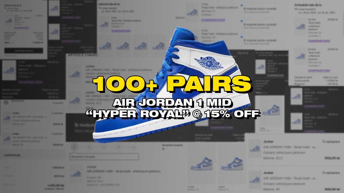 Cooked 100+ pairs of Air Jordan 1 Mid Hyper Royal discounted by 15% off, great start to a Sunday 😴