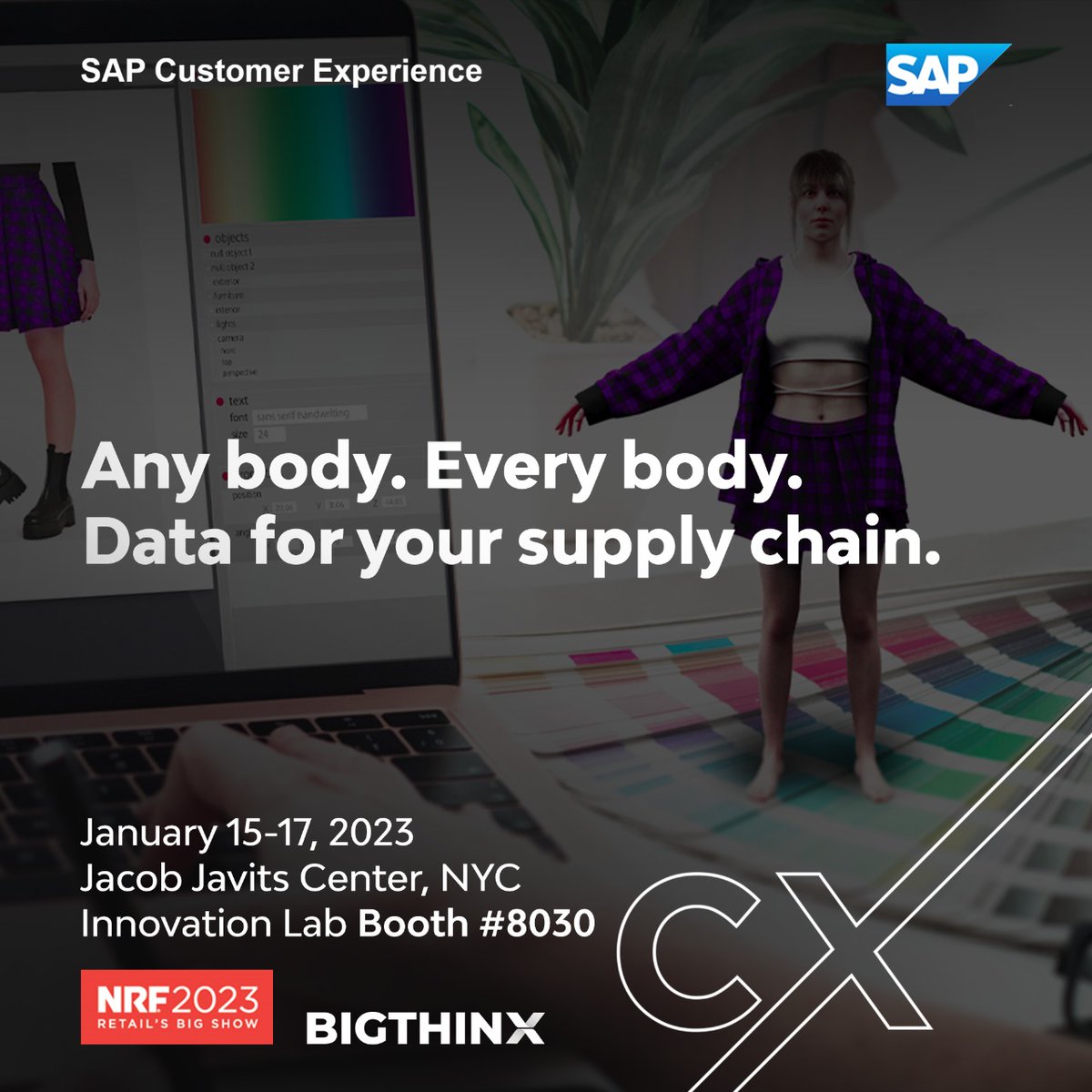 Join @BigthinxAI
at @NRFnews Innovation Lab, Booth 8030. Let's discuss how to Maximize your #customerexperience! @SAP_iO
 @SAP #retailtech #fashiontech #3davatars #DigitalTwins 
@Shivang_Desay @chandralika
 #nrf2023 #onlineshopping #SupplyChain