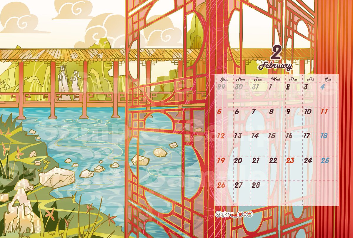 1girl calendar (medium) chinese clothes closed eyes flower hanfu lattice  illustration images