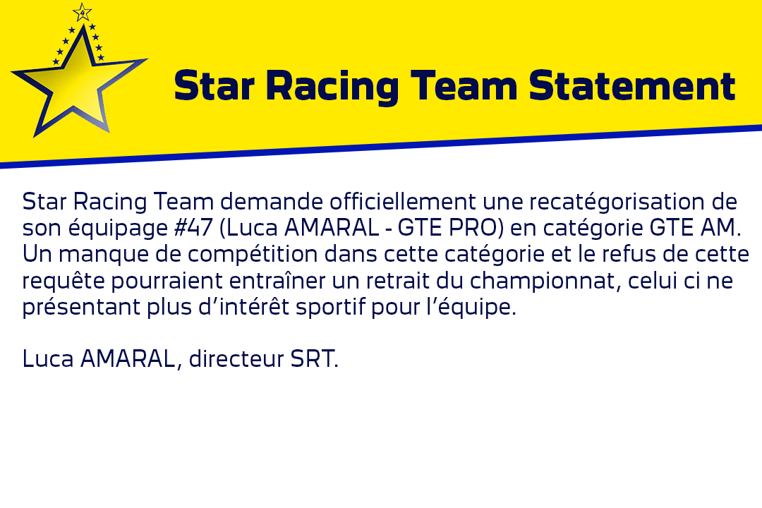 StarRacingTeam's tweet photo. Star Racing Team Statement https://t.co/C28BSa1czl