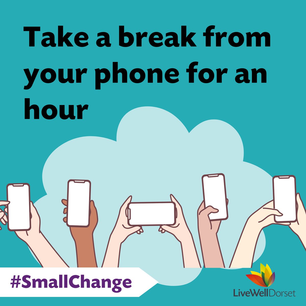 helpandkindness's tweet image. RT:  @LWDorset Today’s #SmallChange: take a break from your phone for an hour📵  We check our phones every few minutes. Overusing our phones is associated with stress, anxiety, and poor sleep. Find out how switching off can reap mental and physical... ow.ly/zFz2104qHCZ