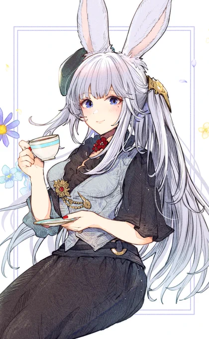 ちょっとひといき#FF14 #FF14イラスト #FF14art #ヴィエラ 