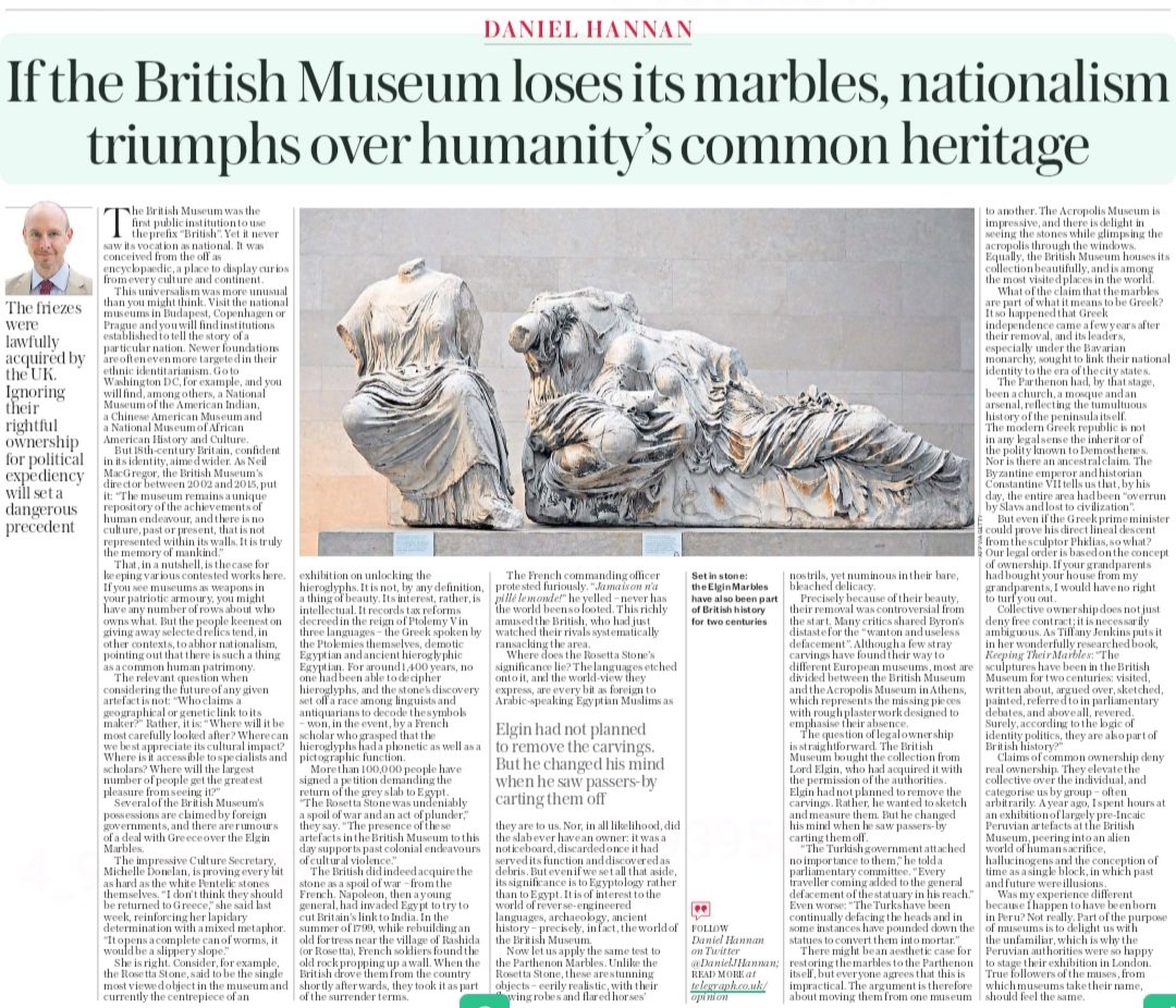 😑
Sunday Telegraph
#ParthenonMarbles