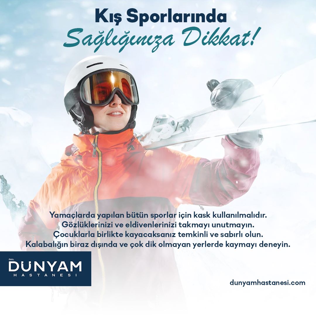Kış sporlarında sağlığınıza dikkat!
✔ Detaylı bilgi ve randevu almak için bizimle iletişime geçebilirsiniz.
🌐 dunyamhastanesi.com
📞 0 (352) 207 77 77
📲 0 (505) 003 15 00
#dunyamhastanesi #hastane #kışmevsimi #kış #kışsporları #spor #kayak #snow #snowboard #sağlık