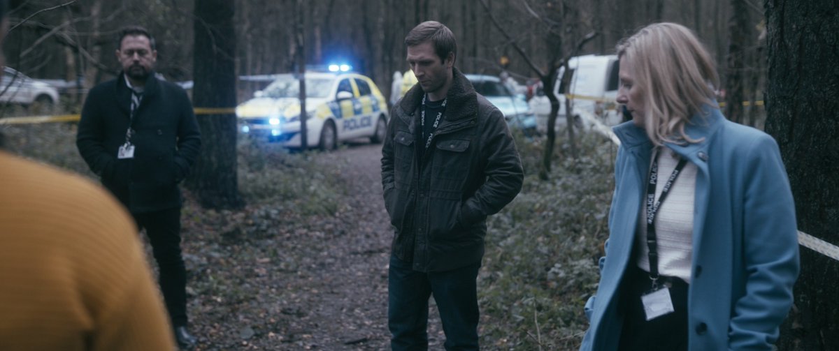 without_favour's tweet photo. It’s a grisly business looking at a murder victim in situ. Each detective having their own thoughts about the crime. First step to getting justice for Rachel.

@johnloveactor  playing Mark Hudson
@BenTiramani  playing James Harvey
And @andanina  playing DI Amy Hudson
@isaacwhouk https://t.co/5oi1eY88dz
