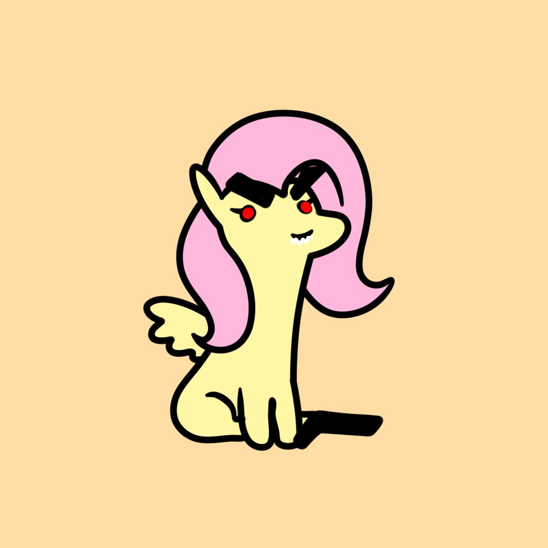 Drew like a dark, fucked up version of Fluttershy from My Little Pony haha. Just a glimpse into my dark reality. A full stare into my twisted persepctive would make most simply go insane lmao