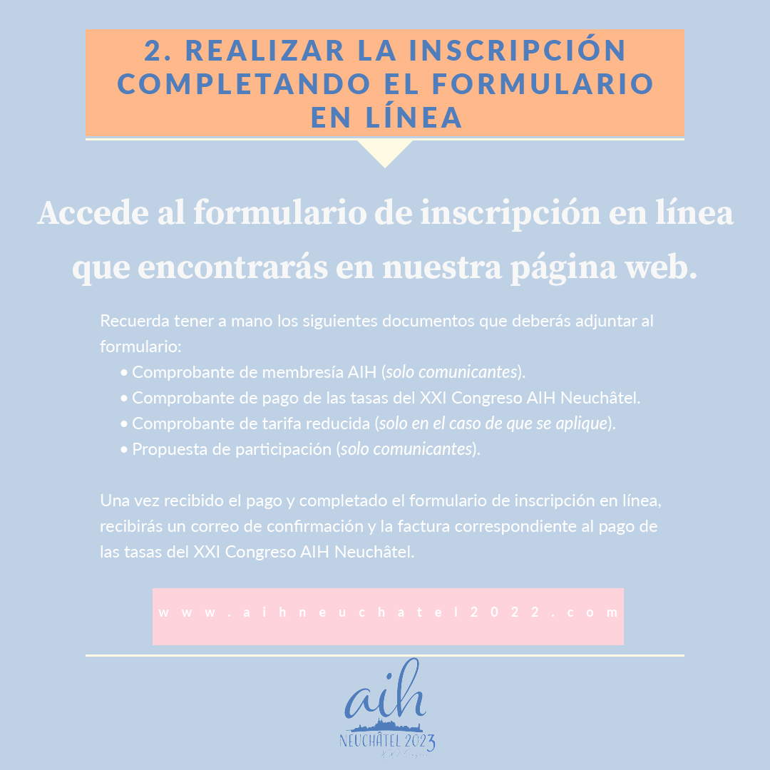 aihneuch2022's tweet photo. 📢⏰📅 ¡Abierto el plazo de inscripción para el XXI Congreso #aihneuch2023 hasta el 1 de febrero de 2023!

💳 Enlace a la plataforma de pago con tarjeta: https://t.co/BDWfWhfJBd

🖥 Enlace al formulario de inscripción en línea: https://t.co/rhqaaF4YJ7

🌐 https://t.co/W0t8fjuGDc https://t.co/VSooIhxZTY