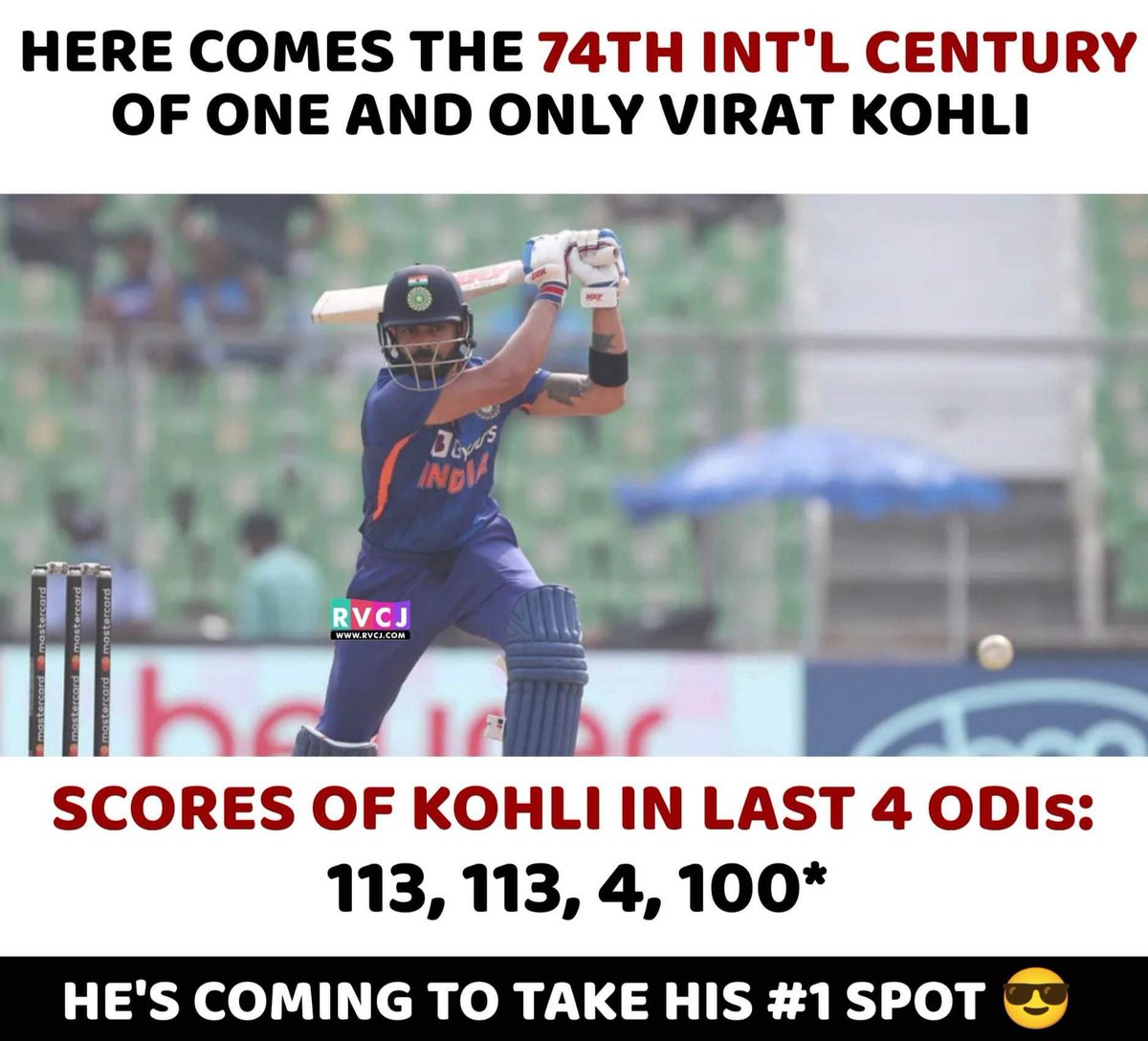 74th Century for King Kohli 👑
#ViratKohli𓃵 #INDvSL #kohli

[Source: RVCJ]