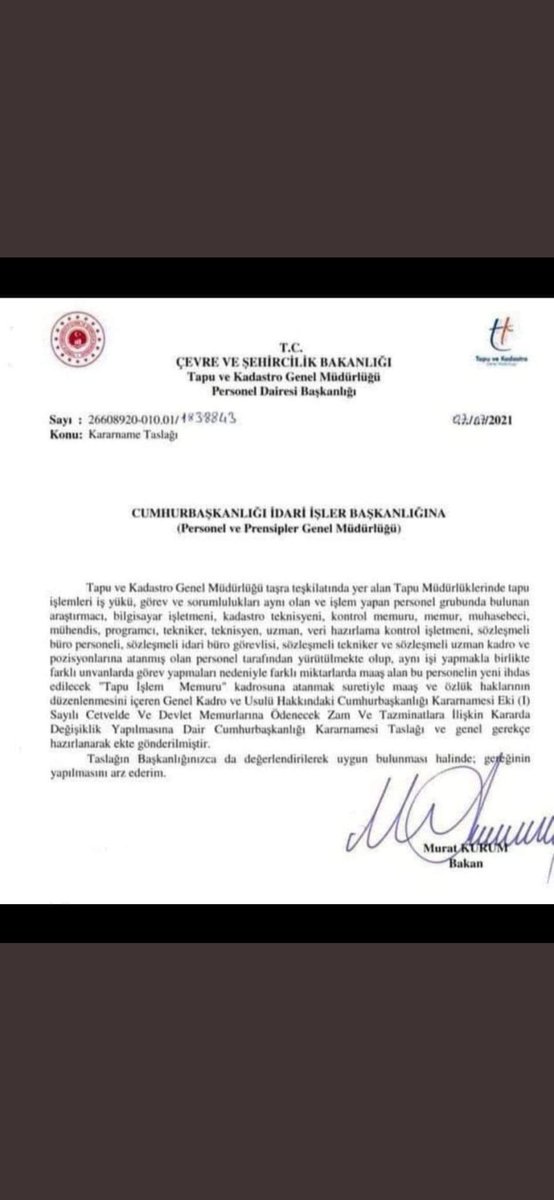 aktasserhat01's tweet photo. #tapudatekünvan Tapu Müdürlüklerinde aynı işi yapan personeller arasında ünvan farklılıklarından dolayı ciddi maaş farkı ortaya çıkmakta,bu da motivasyonu ciddi anlamda düşürmektedir. Haksızlığın ortadan kalmasını talep ediyoruz.
@Akparti @MemurSenKonf @MHP_Bilgi @sonertufanoglu https://t.co/tfHE3gIKXb