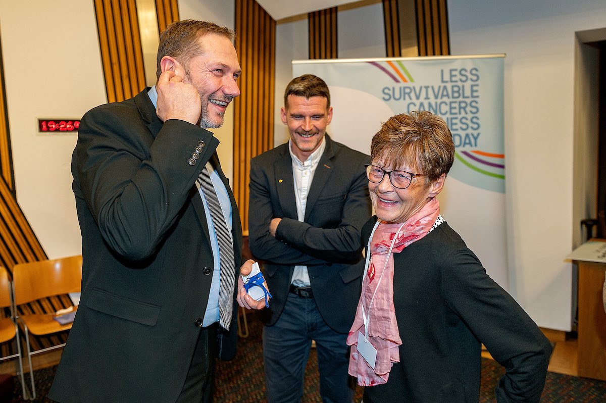 An honour for my mum and I to attend Holyrood on Tuesday evening as part of the #LessSurvivableCancerTaskforce with my fellow patrons from #OchreCharity It was very encouraging to engage with many MSPs on the issues surrounding these illnesses and ways to improve survival rates.