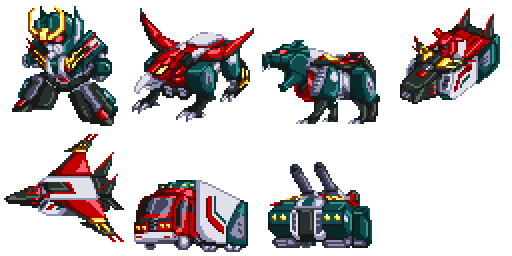 昔ドットで打ったセブンチェンジャー全形態があった 