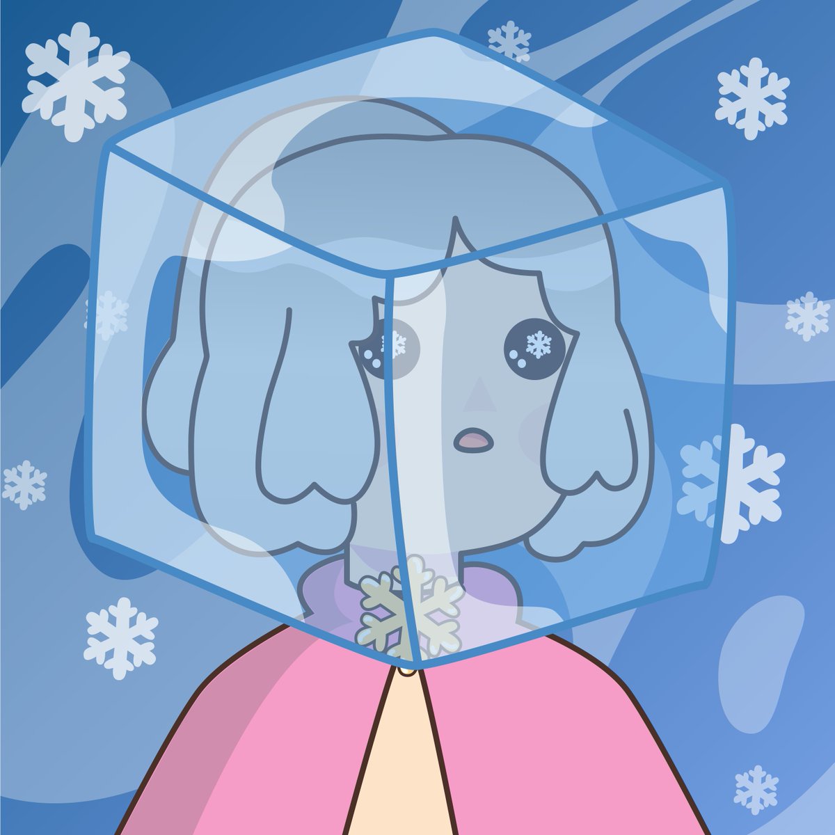 I'm stuck in a block of ice. Frozen version of #Myboki <a href="/BokiNFT/">Boki</a> #fanart #bokiboki ❄️❄️❄️