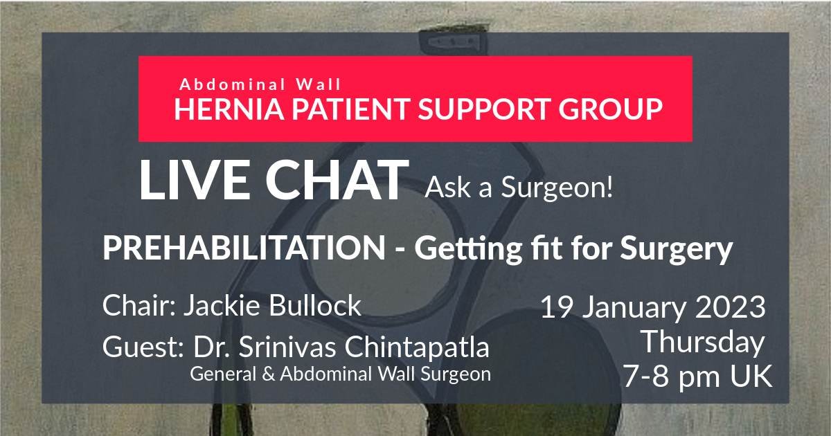 facebook.com/groups/2624673… #abdominalWallResonstruction #umbilical #inguinal #incisional #parastomal #hiatal #epigastric are you preparing for #hernia surgery. Join us @ Hernia Patient Suppirt Group as we talk to surgeon @ChintapatlaYork the imprtance of prehab