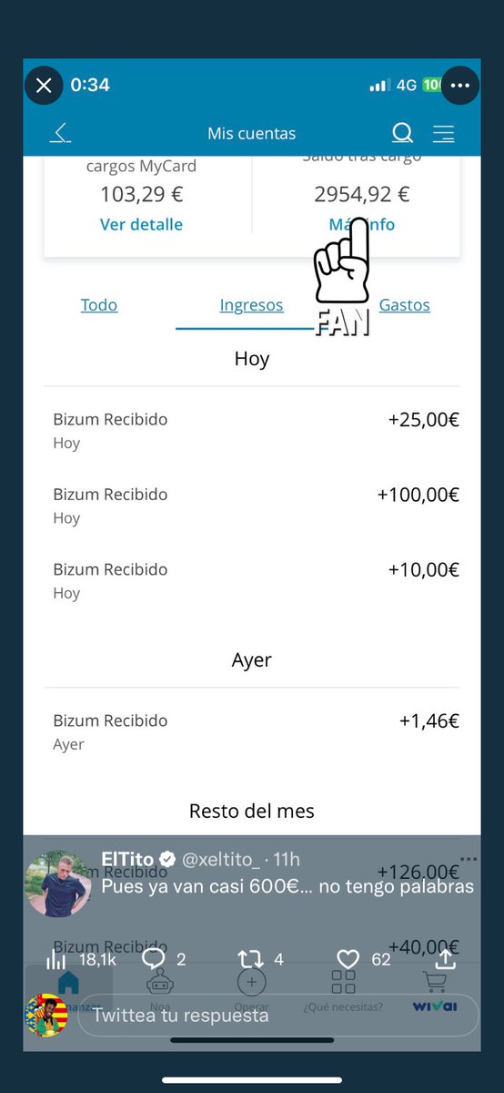 fckmeriton's tweet photo. @xeltito_ @papigavi Pero si tienes más de 2000€ como te atreves a pedir dinero cuando ya lo tienes? Es una captura tuya https://t.co/oUBjhTUChD