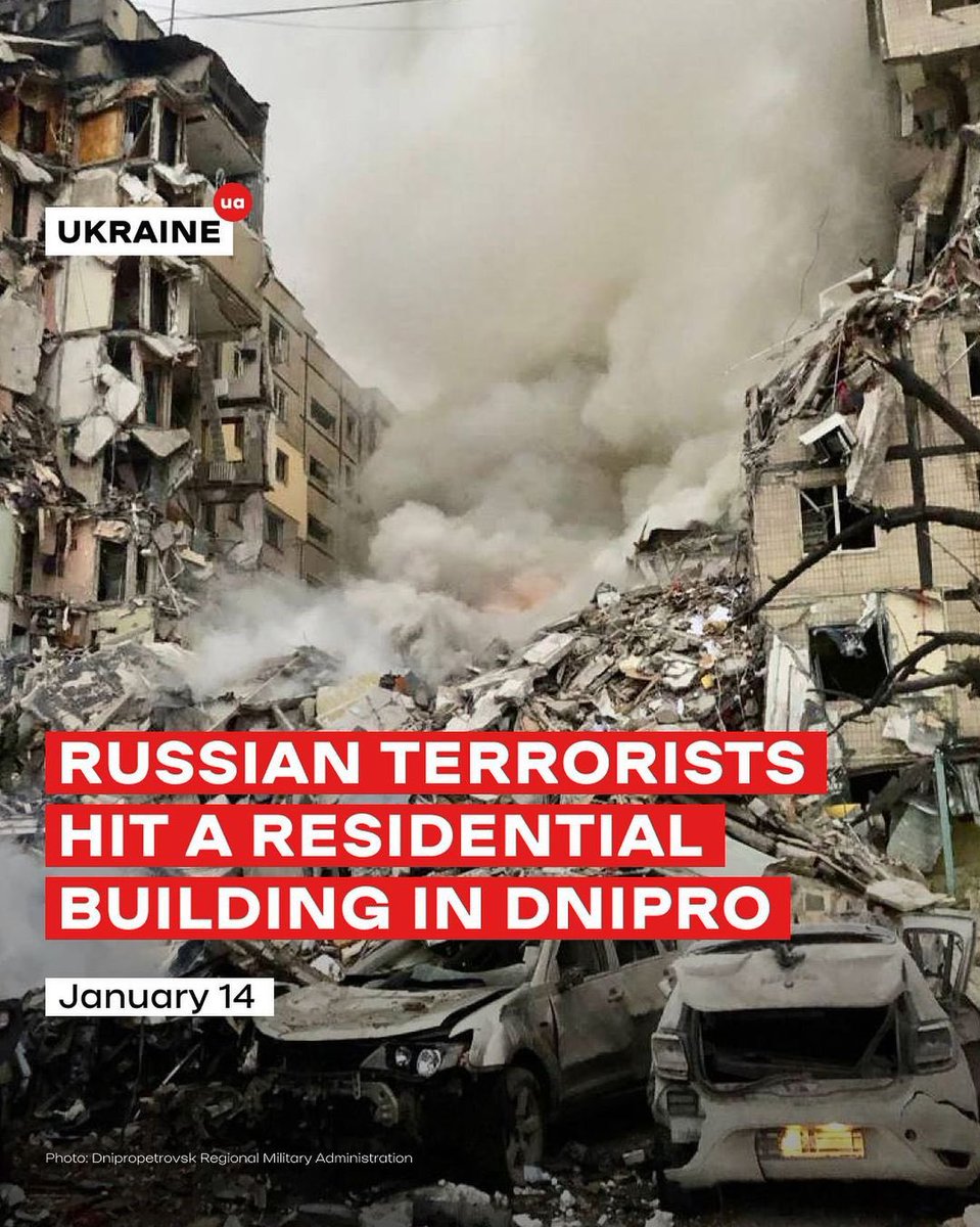 ‼️23 people were killed, 73 injured, including children!
The number of dead and injured is being clarified.
One more time, #Russia proves to be a cruel, heartless terrorist state.

In #Ukraine (#Dnipro), the Russian missile smashed the entire section of a nine-storey building.