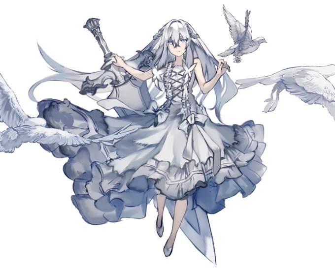 白い大剣の少女キャラデザ#創作  #illustrations 