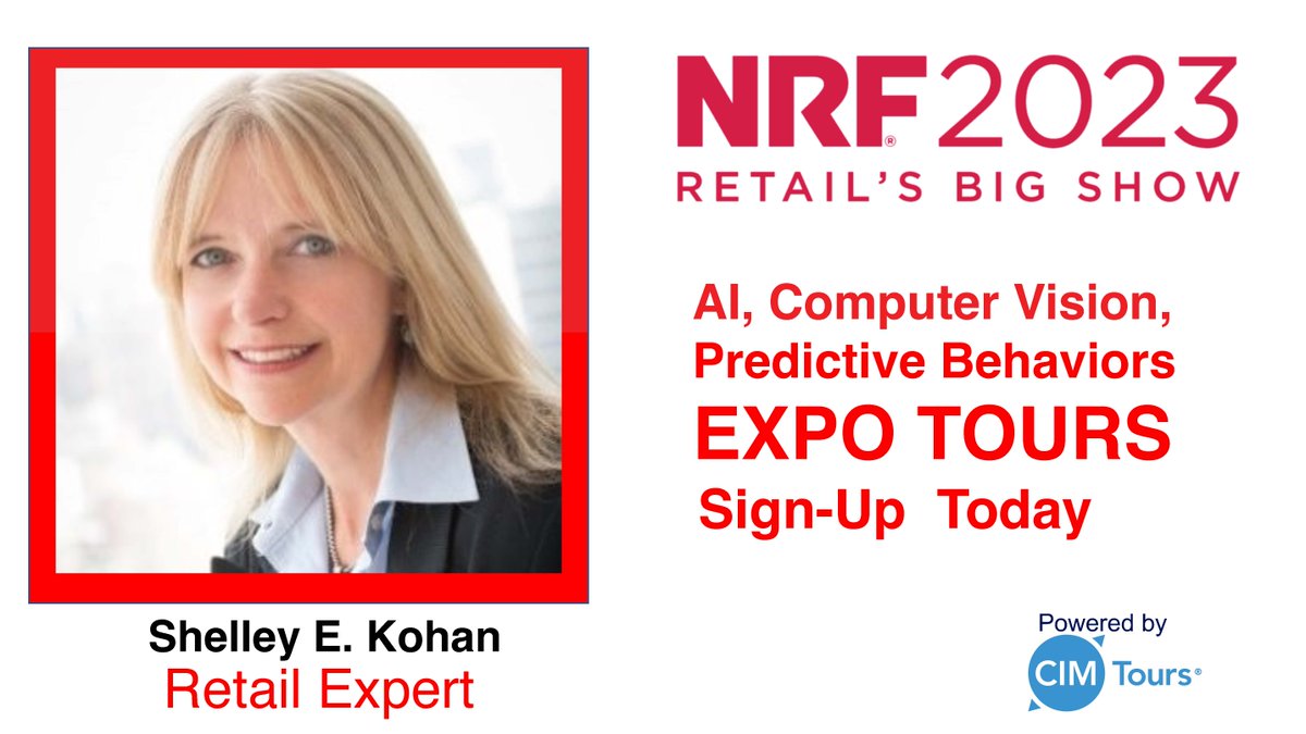 Excited to see my colleagues this year <a href="/NRFBigShow/">NRF Big Show</a> . If you want to experience the best in AI, Computer Vision and Predictive Behaviors Join my #NRF2023 Expo Tour Mon-Tue OR Wed Jan 15-17.