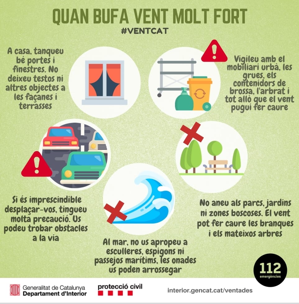 #ProteccióCivil de la Generalitat ha emès prealertes dels plans #NEUCAT (nevades), #VENTCAT (ventades) i #PROCICAT per mala mar davant la previsió del <a href="/meteocat/">Meteocat</a> de la situació meteorològica que afectarà Catalunya els propers dies