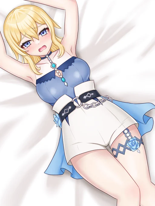 #ジン #原神  暑くてベッドで横になっている健全なジン団長です!