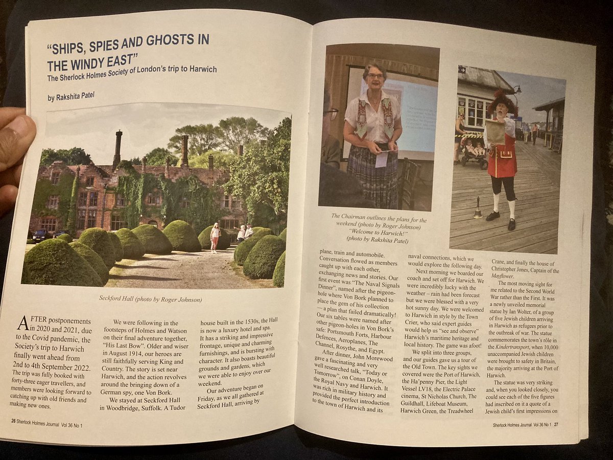 MycroftBrolly's tweet photo. On @shsoclondon January weekend, delighted to see my write-up of our September #Harwich weekend in our esteemed Journal :) https://t.co/51Z3qawEYu