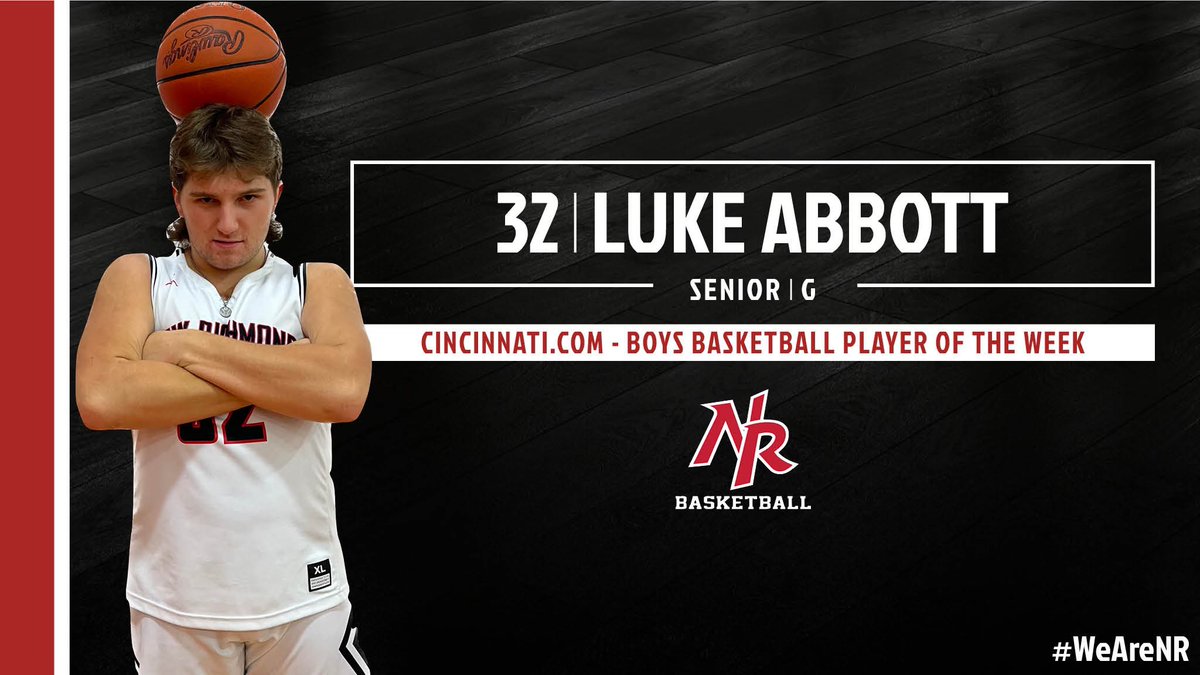 Congratulations to Captain Luke Abbott‼️ A jack of all trades averaging 20.1 ppg, 9.1 rebounds, and 3.5 assists in SBAAC games including a 20pt and 18 rebound effort on Friday! A true leader on and off the court. #WeAreNR