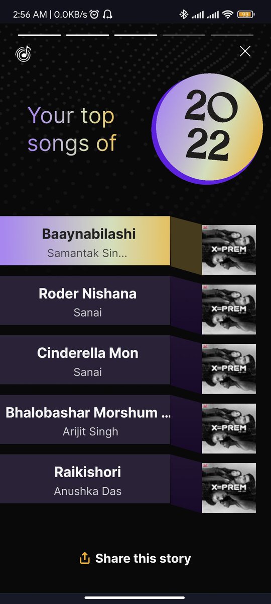 SudiptoVerse's tweet photo. @SanaiSaptak @srijitspeaketh #XequalstoPrem
Even I have no clue that these are the most played song on mine during 2022! No doubt one of the best filmy album of the decade! Expecting more such songs &amp; making records in the coming decade! Keep the soul alive #Sanai https://t.co/A82LVI3kHi