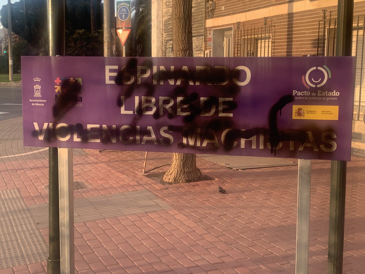 jmorenosoria's tweet photo. Se esconden detrás de un spray, porque no creen en la igualdad y niegan la violencia machista. 
BASTA YA.
@vox_es @PPMurcia 
@PSOE_RM @MurciaPSOE @gpscongreso @PSOE @Llampico https://t.co/iI5u2tPSCs