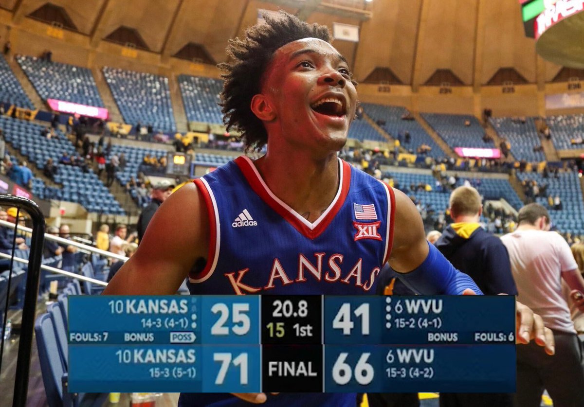 FansOfKU's tweet photo. 5 years ago today: With 36 seconds remaining in the 1st half of KU’s game in Morgantown in 2018, West Virginia led KU 41-25...so their fans started chanting “Kansas Sucks”. From that point on, KU outscored them by 21 points and won the game. https://t.co/DHIGJowcvj