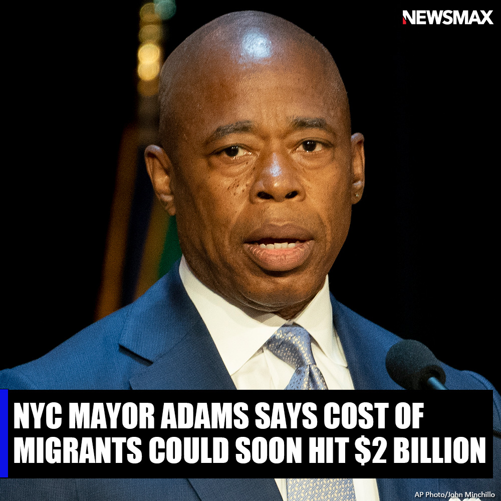 NEWSMAX's tweet photo. NYC MIGRANT CRISIS: Calling the lack of a federal response to the border crisis "inhumane" and "irresponsible," New York City Democrat Mayor Eric Adams submitted an emergency aid request to the state on Friday. https://t.co/Uml0g2qcyn https://t.co/WAd93vIcL0