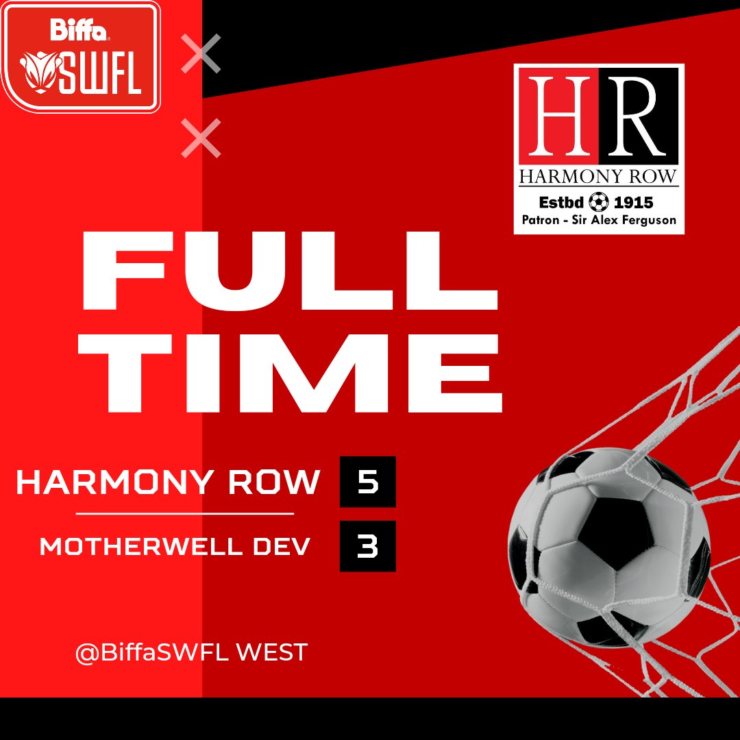 harmonyrowwfc's tweet photo. 𝗙𝗨𝗟𝗟 𝗧𝗜𝗠𝗘 𝗦𝗖𝗢𝗥𝗘

A huge thank you to Motherwell for travelling through and putting up a fantastic battle. 

Also, thanks to everyone who came along to spectate today's match. Its very much appreciated.

@BiffaSWFL https://t.co/QAOxSZG8uN